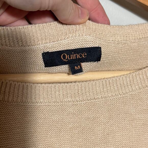 Women's Size M Quince Lightweight Cotton Cashmere Link-Stitch Dolman Sweater - Picture 3 of 6